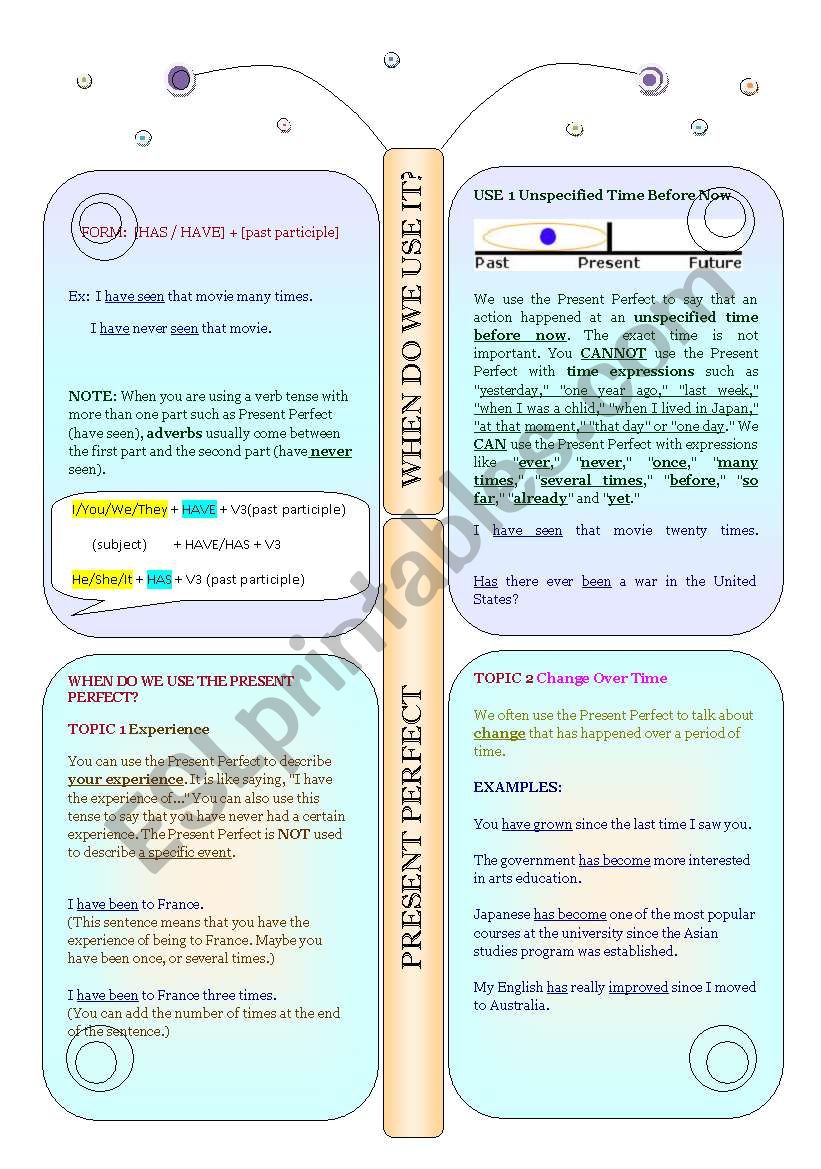 PRESENT PERFECT worksheet