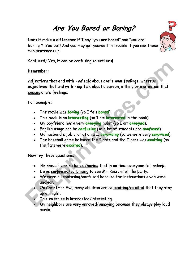 ARE YOU BORED OR BORING? worksheet