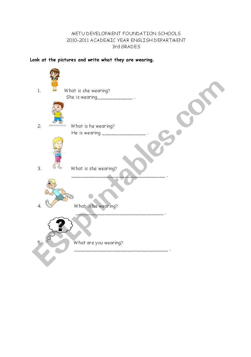 clothes  worksheet