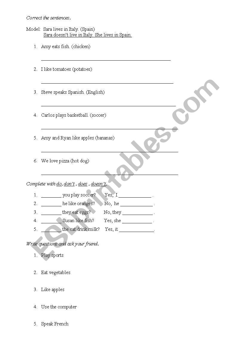 simple present do does worksheet