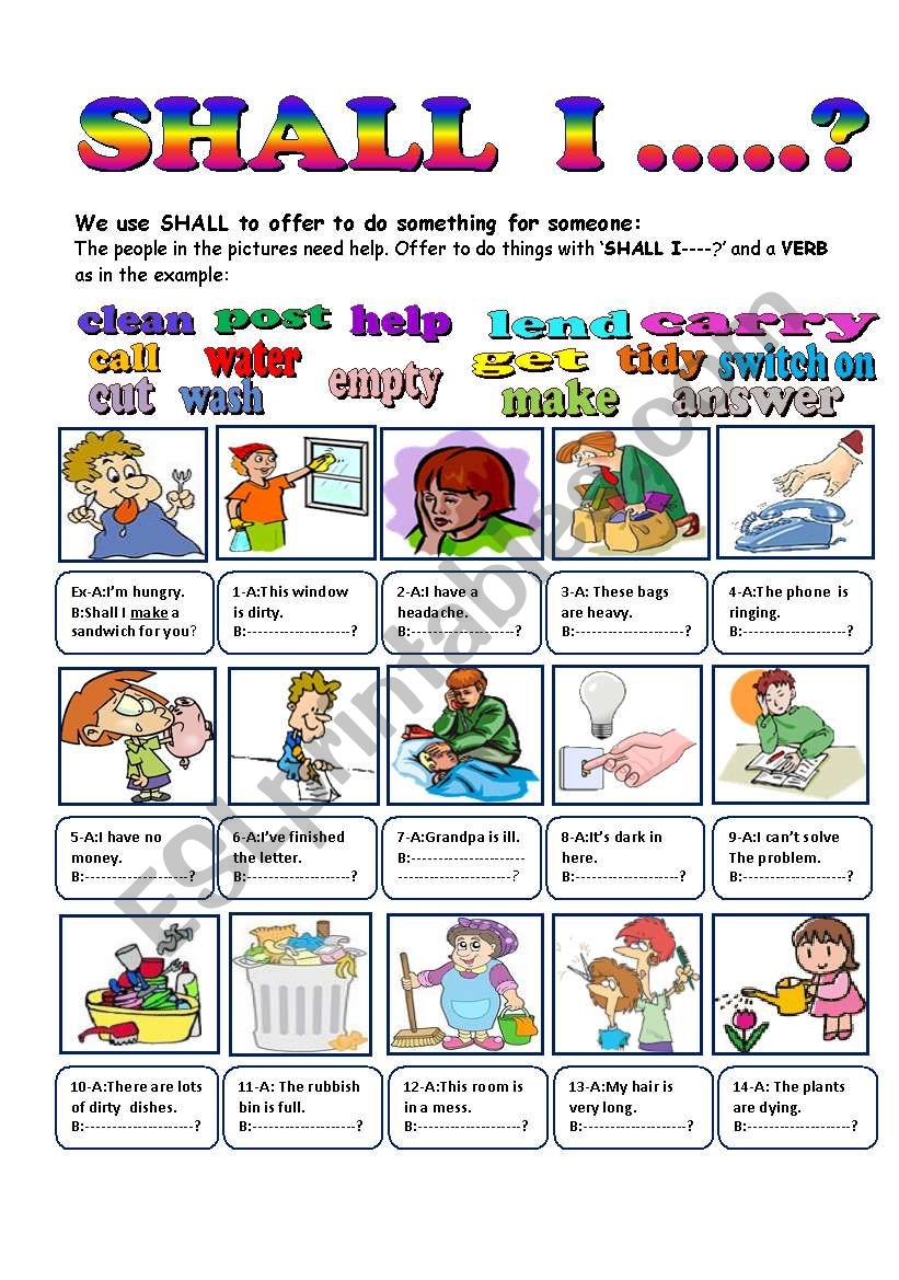 SHALL I ------? worksheet