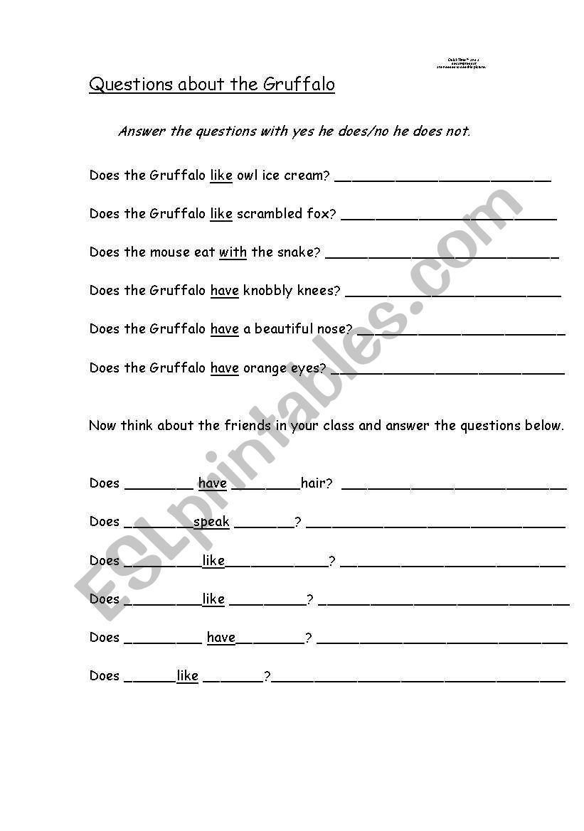 The Gruffalo  worksheet