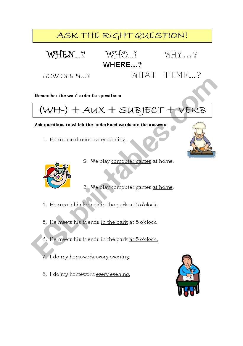 Ask the right question worksheet