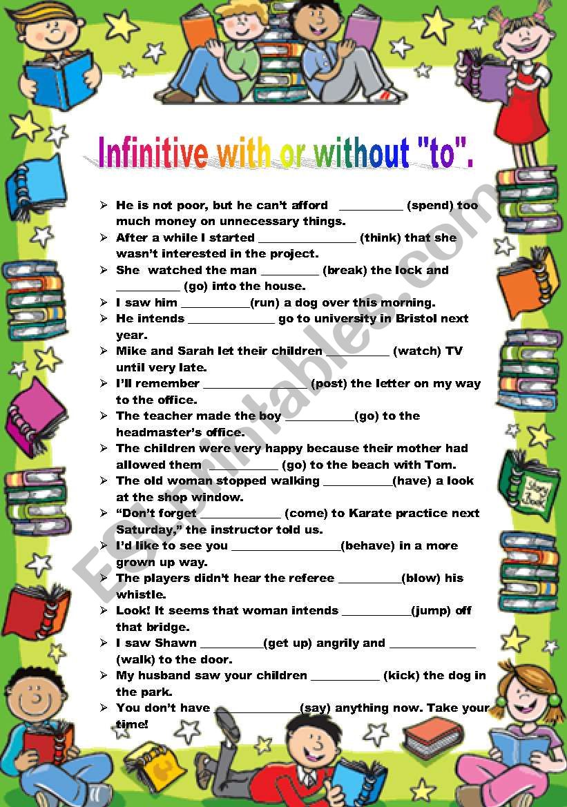 INFINITIVE WITH OR WITHOUT 