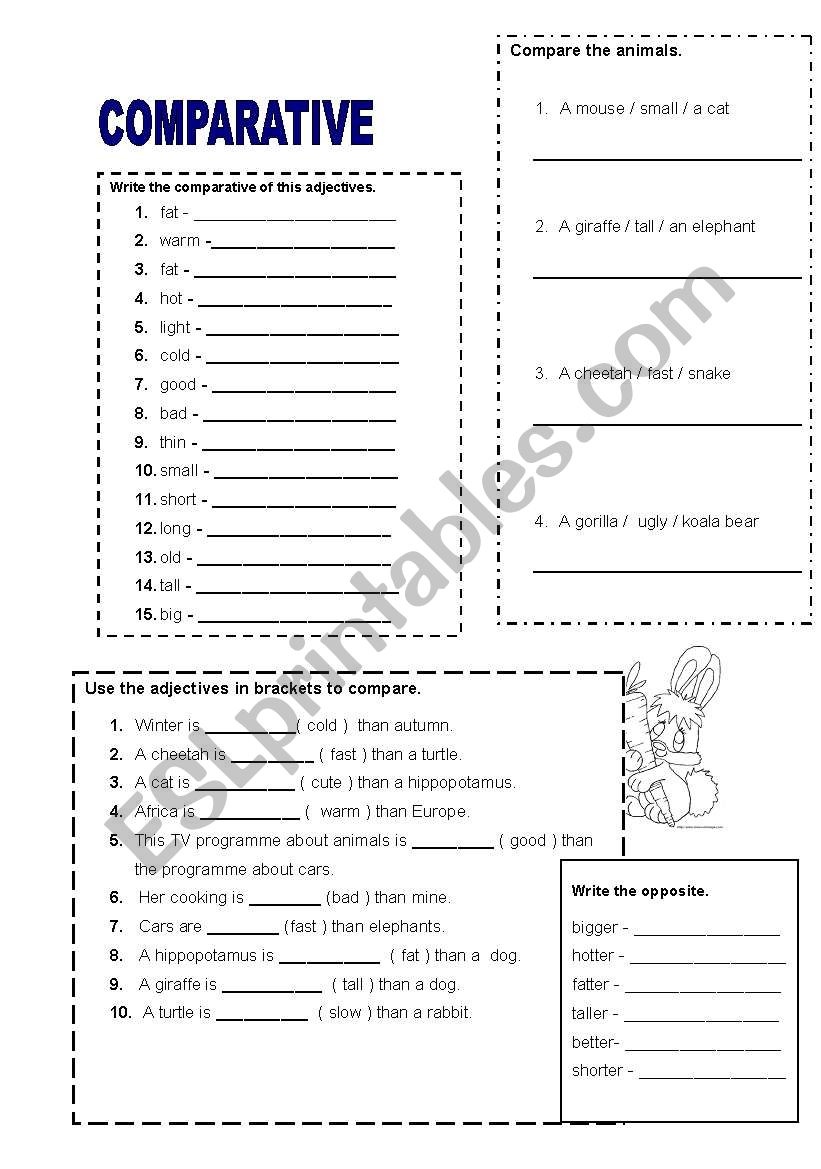 Comparative: adjectives + er worksheet