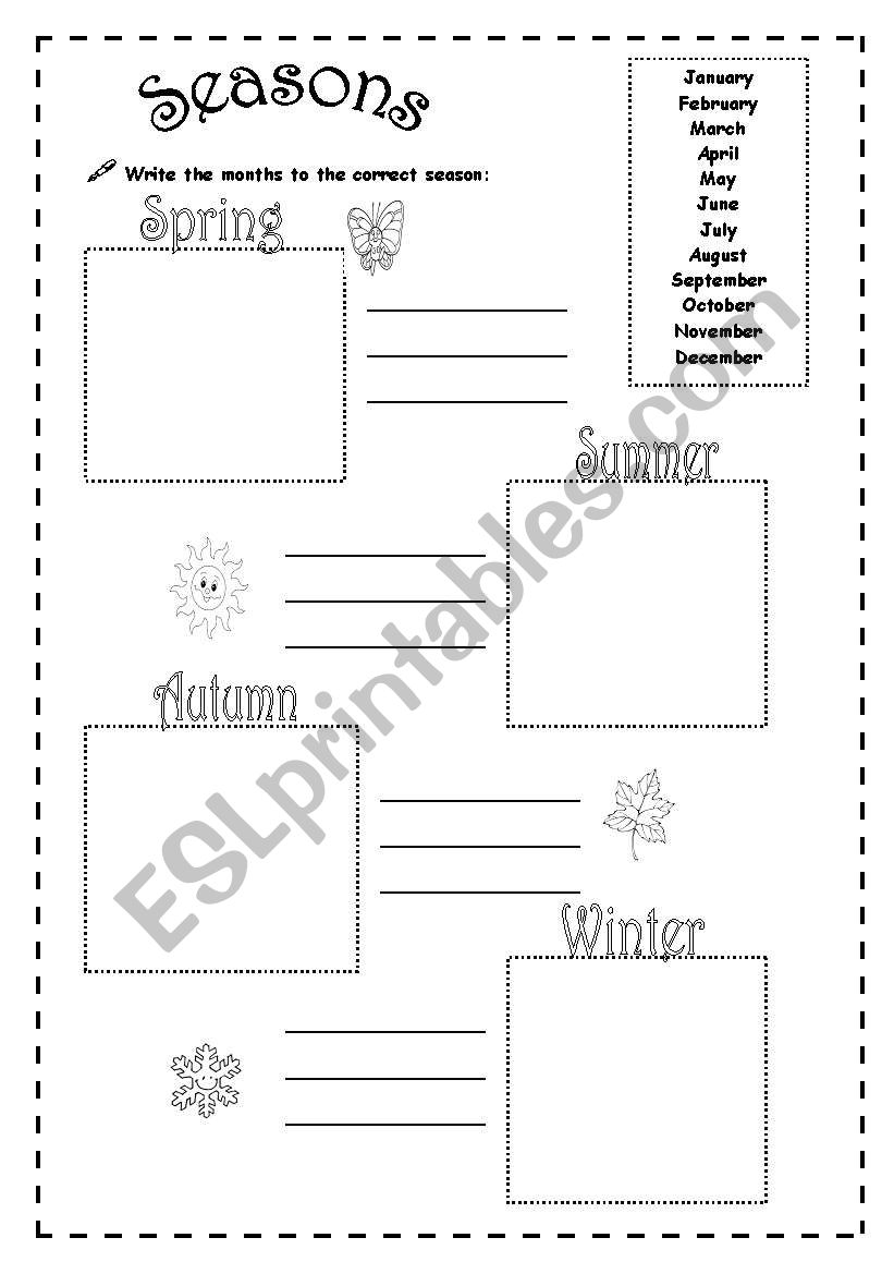 Seasons worksheet