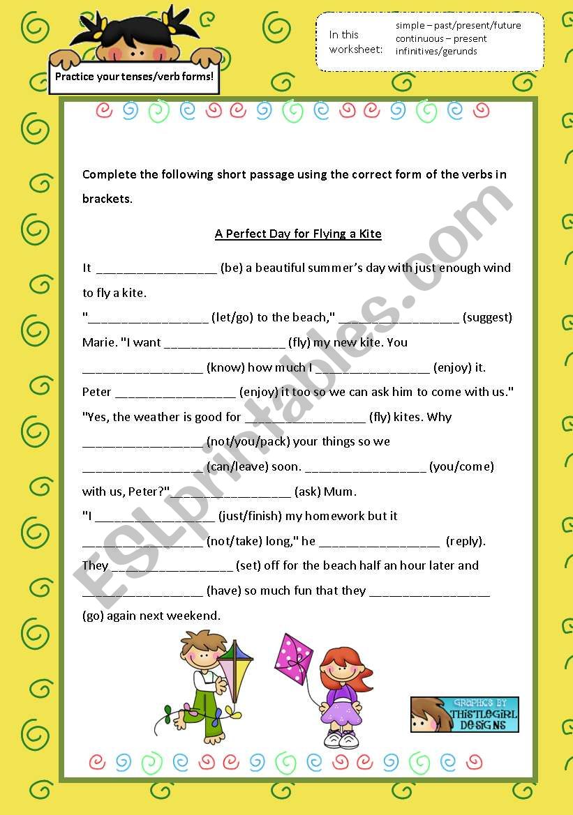 Tense and verb form practice worksheet