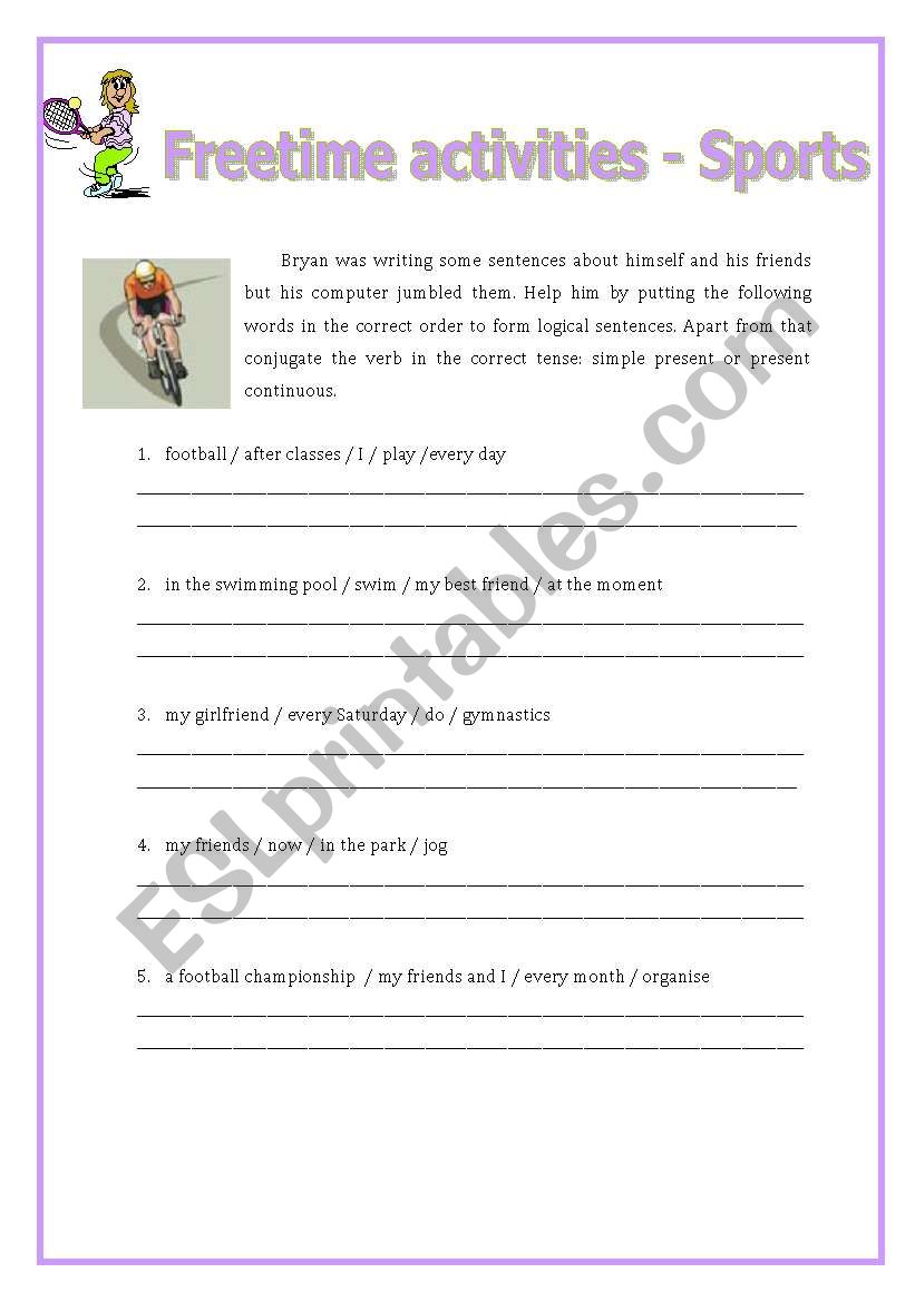 Freetime activities exercises worksheet