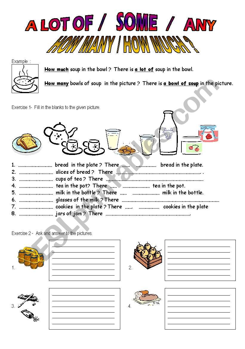 Quantities  worksheet