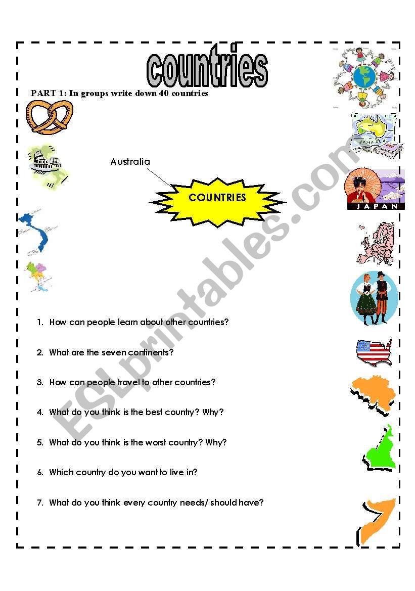 countries and nationalities worksheet