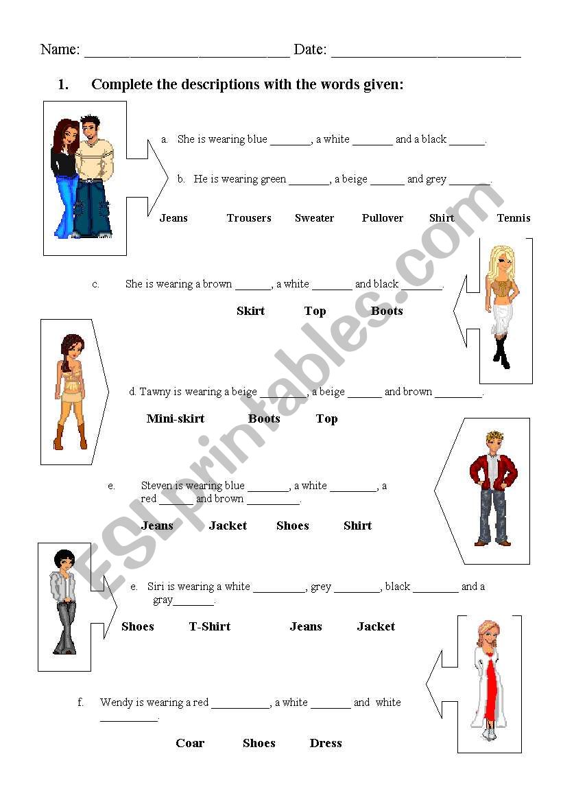 Clothes worksheet