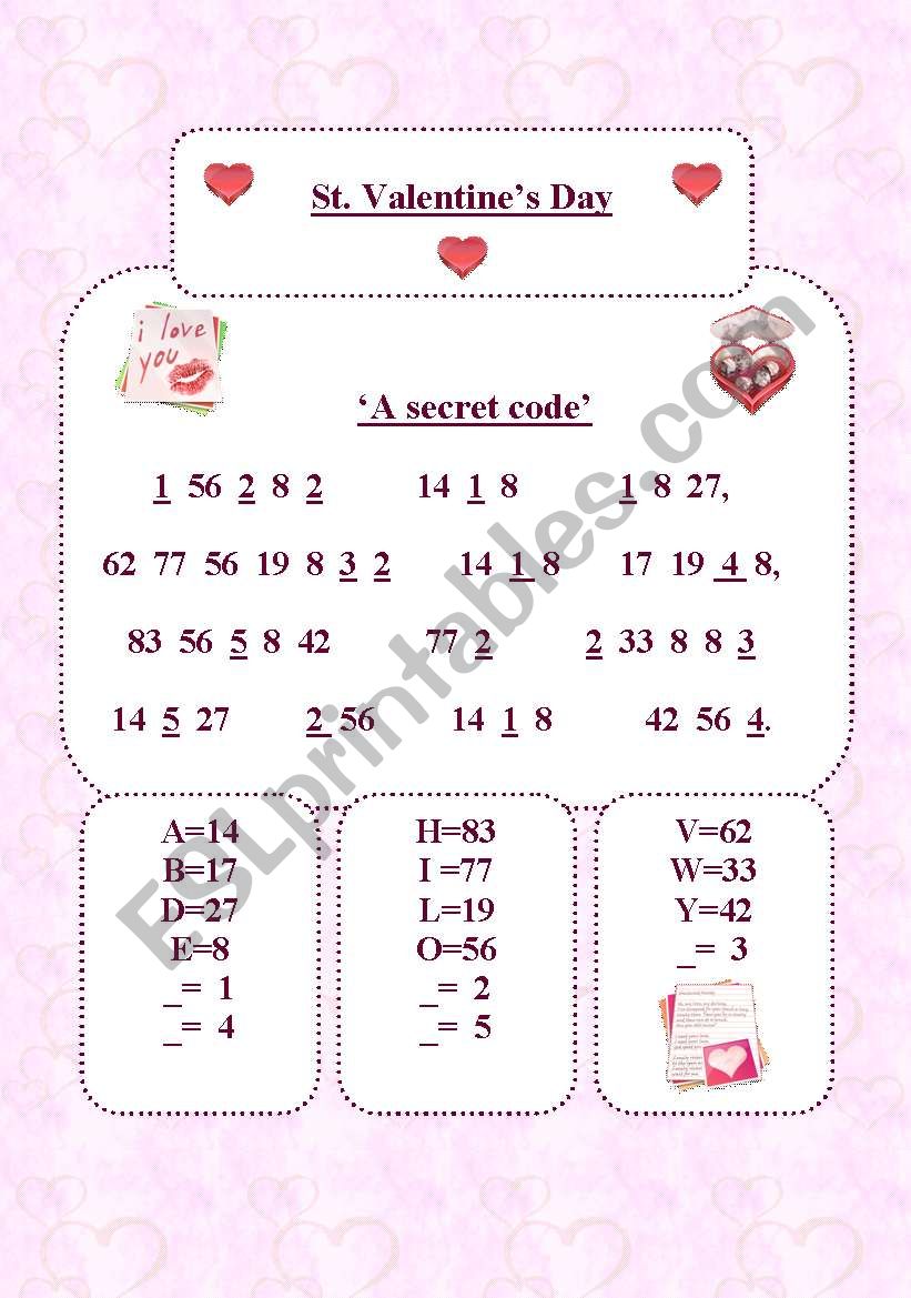 A secret code             worksheet