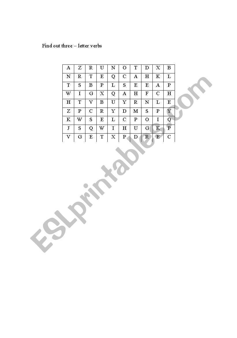 verb worksheet
