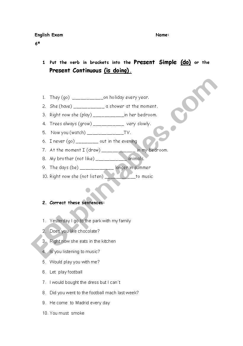 past simple exam worksheet