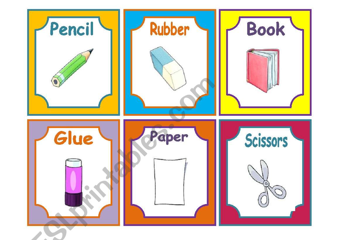 School Materials Flashcards Esl Worksheet By Azanatos