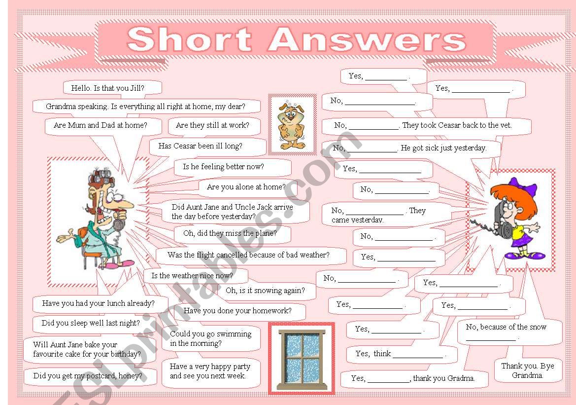 Short Answers worksheet