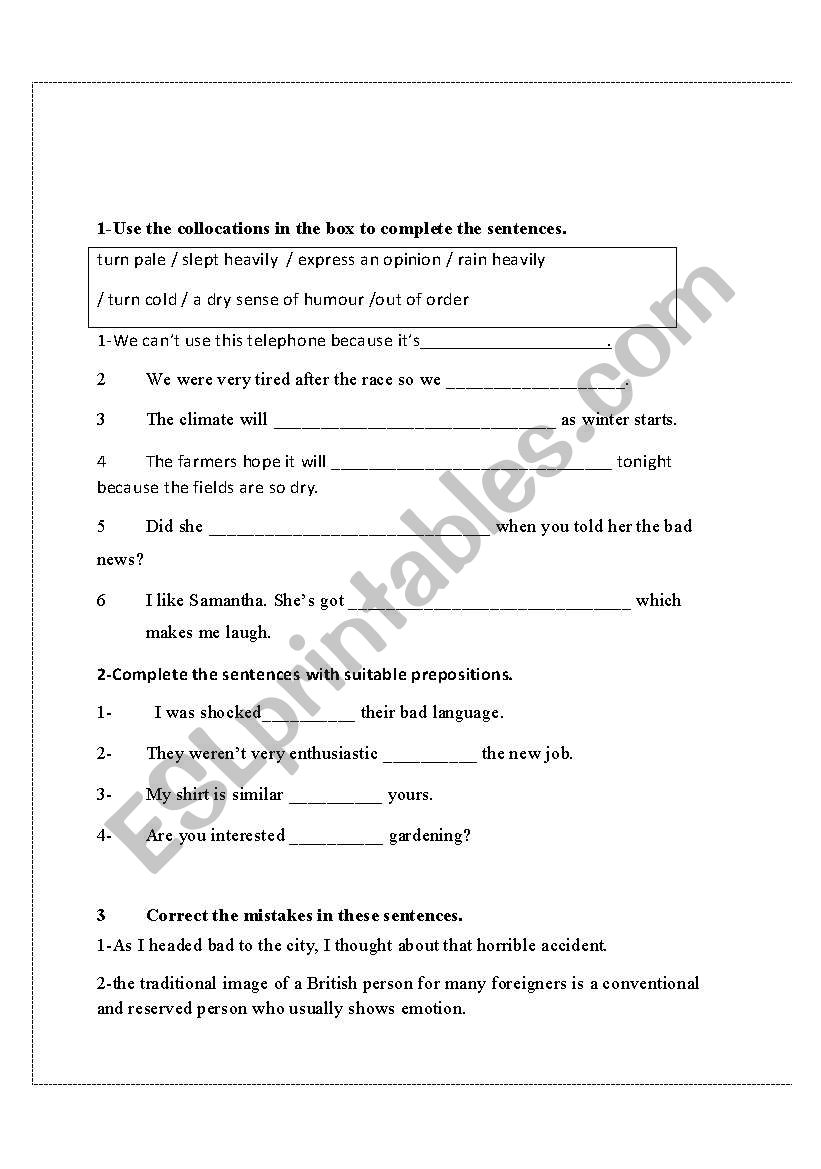 test worksheet