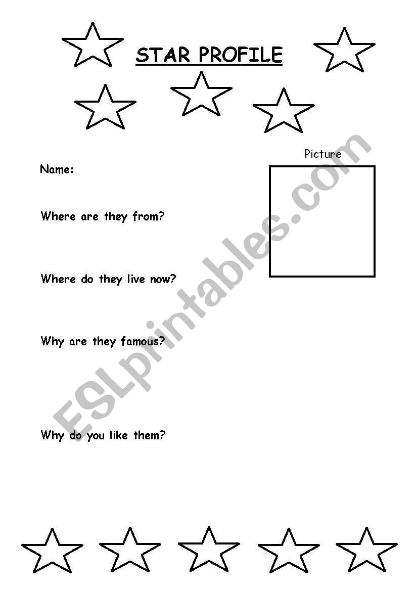 Famous Person Star Profile worksheet
