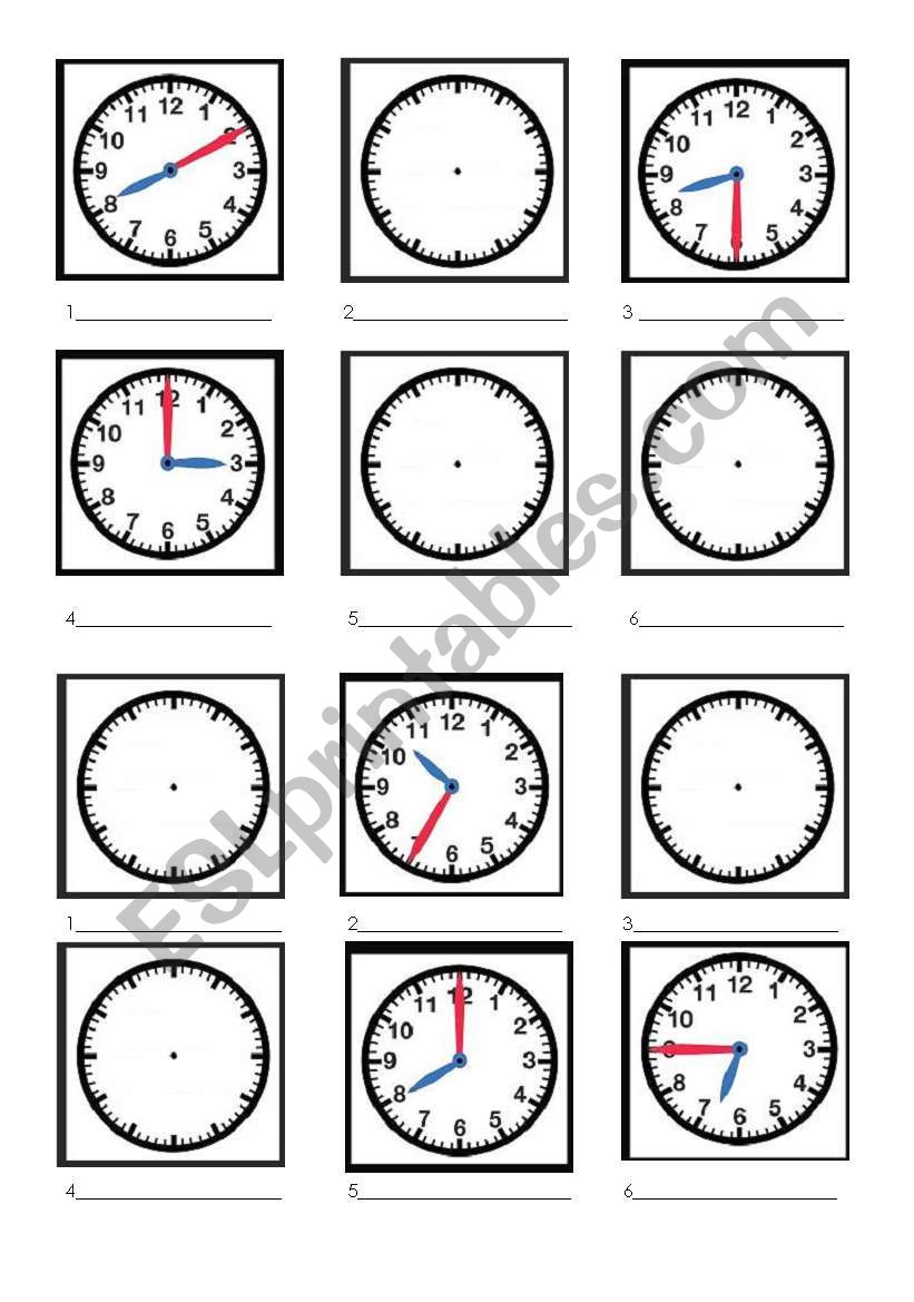 telling the time  worksheet