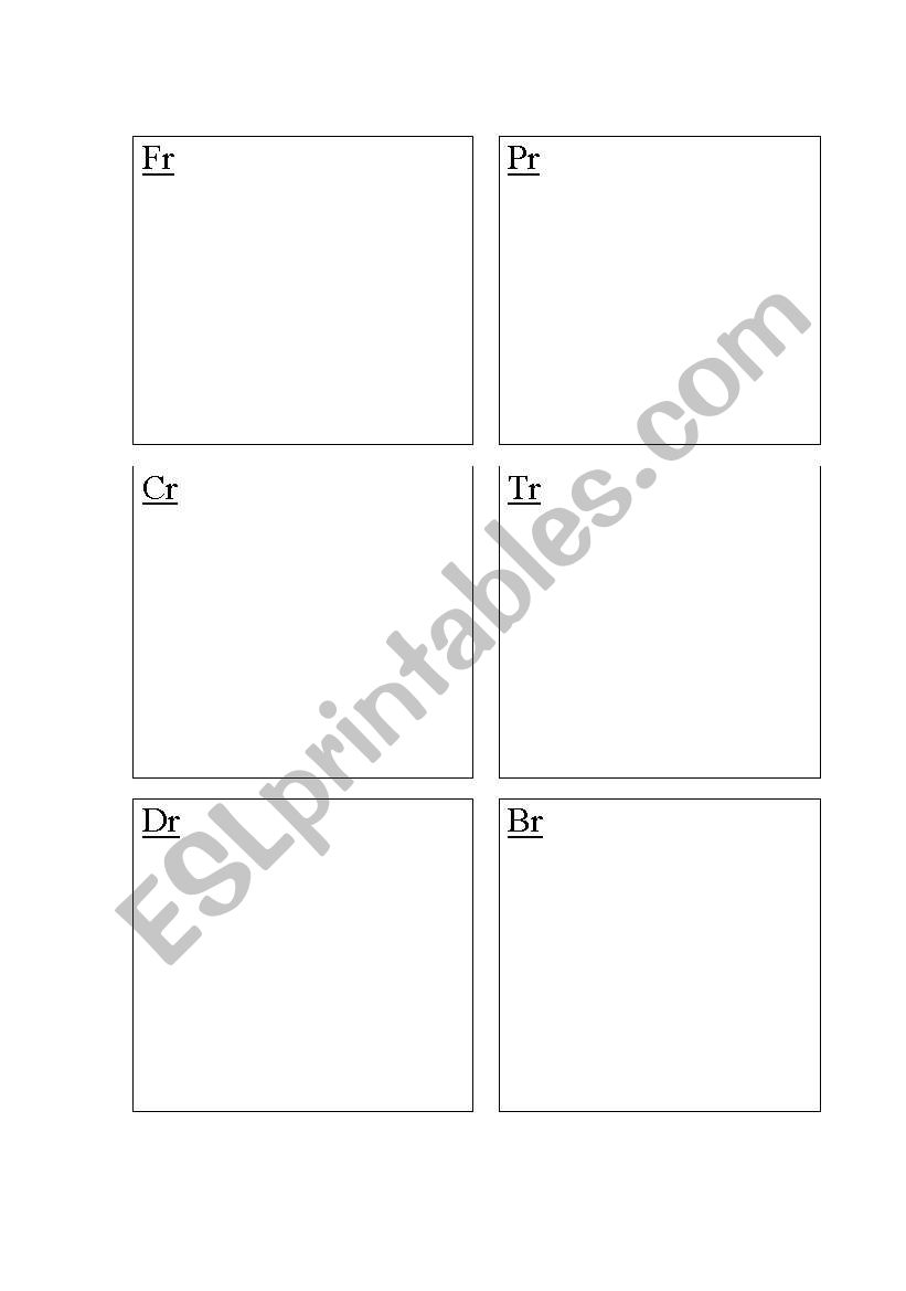 R blends - grouping, phonics worksheet