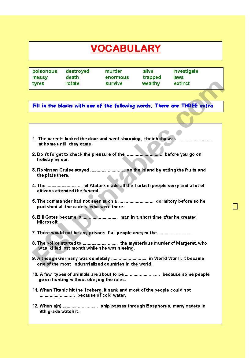 VOCABULARY EXERCISES ( answers are included)