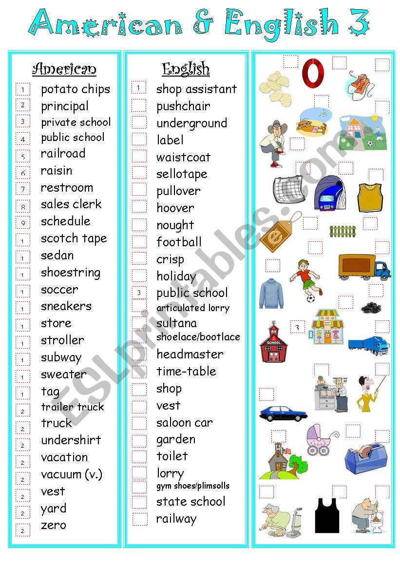 American&English 3 worksheet