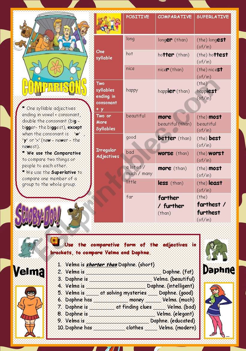 COMPARISONS WITH SCOOBY DOO worksheet