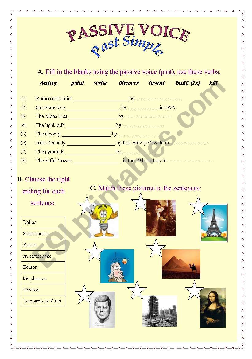 Passive voice in Past Simple worksheet