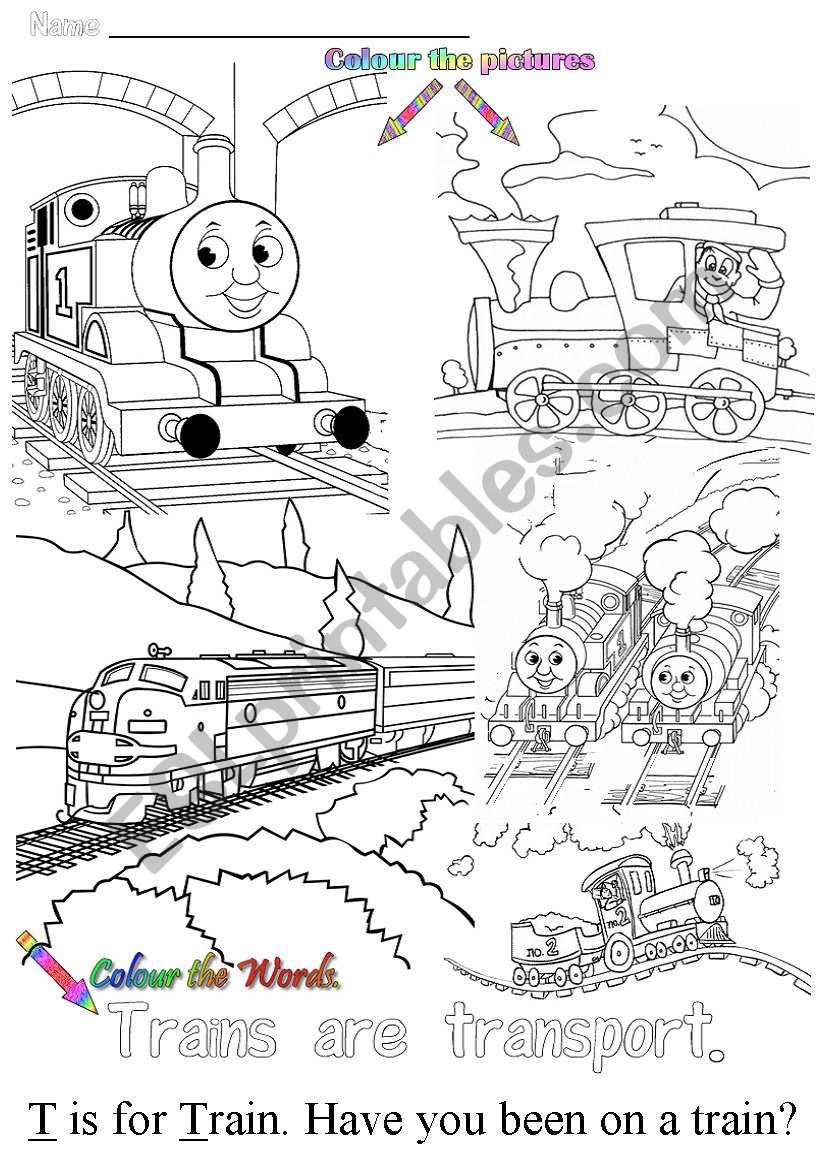 T is for train worksheet