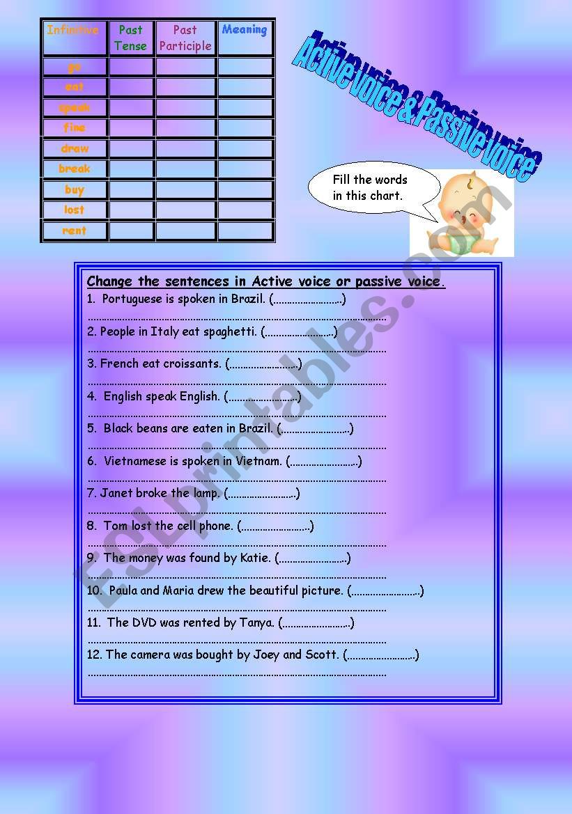 Active & Passive voice worksheet