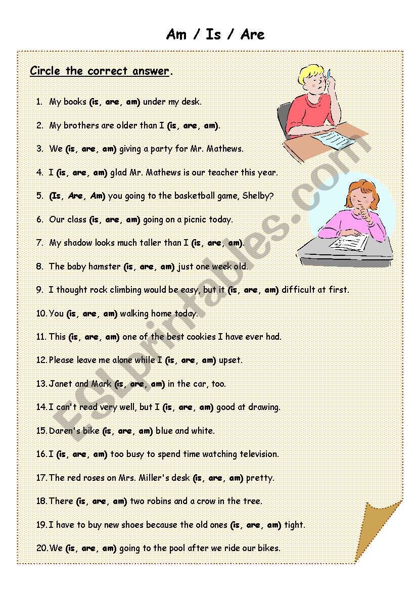 Is Am Are Worksheet