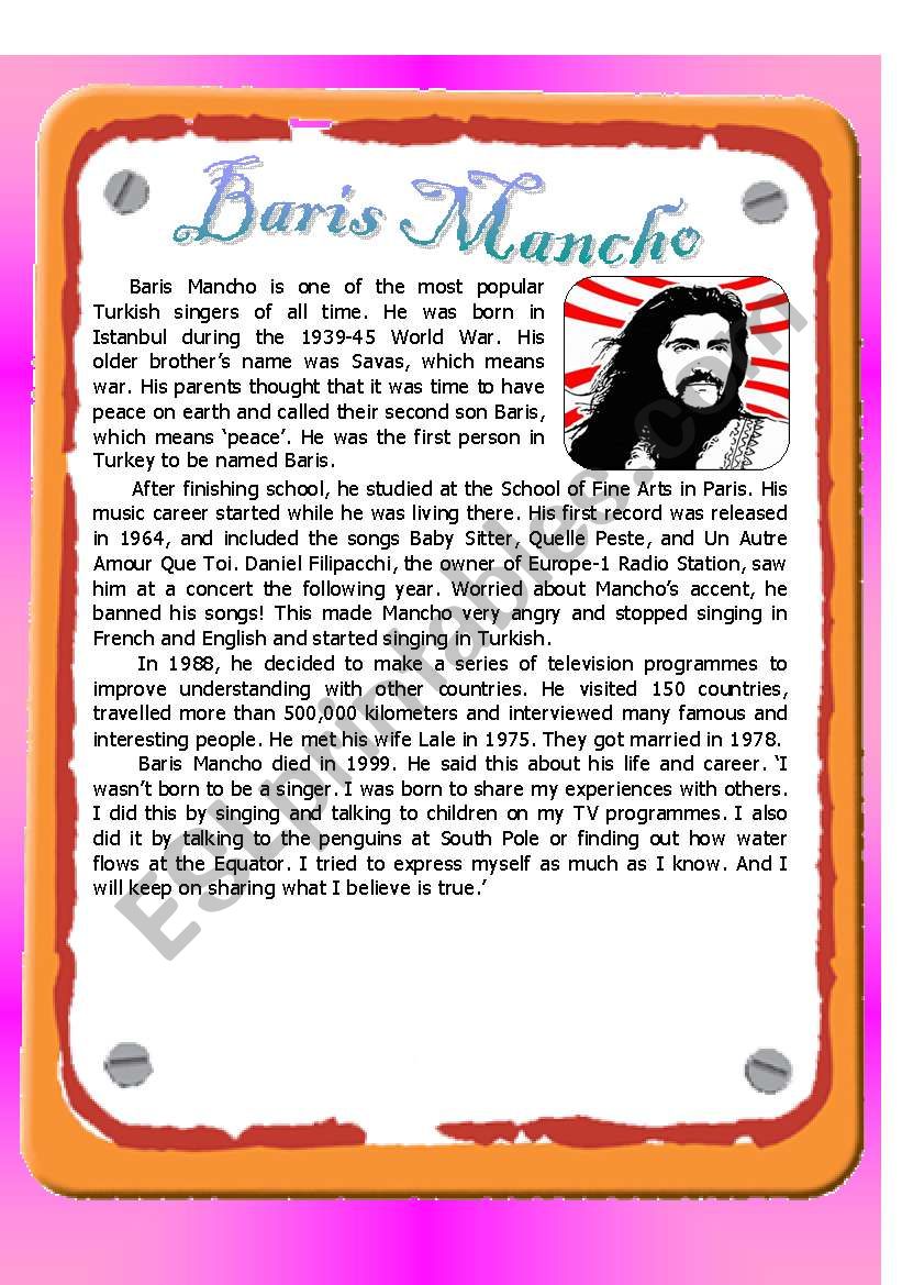 Reading - Baris Mancho worksheet