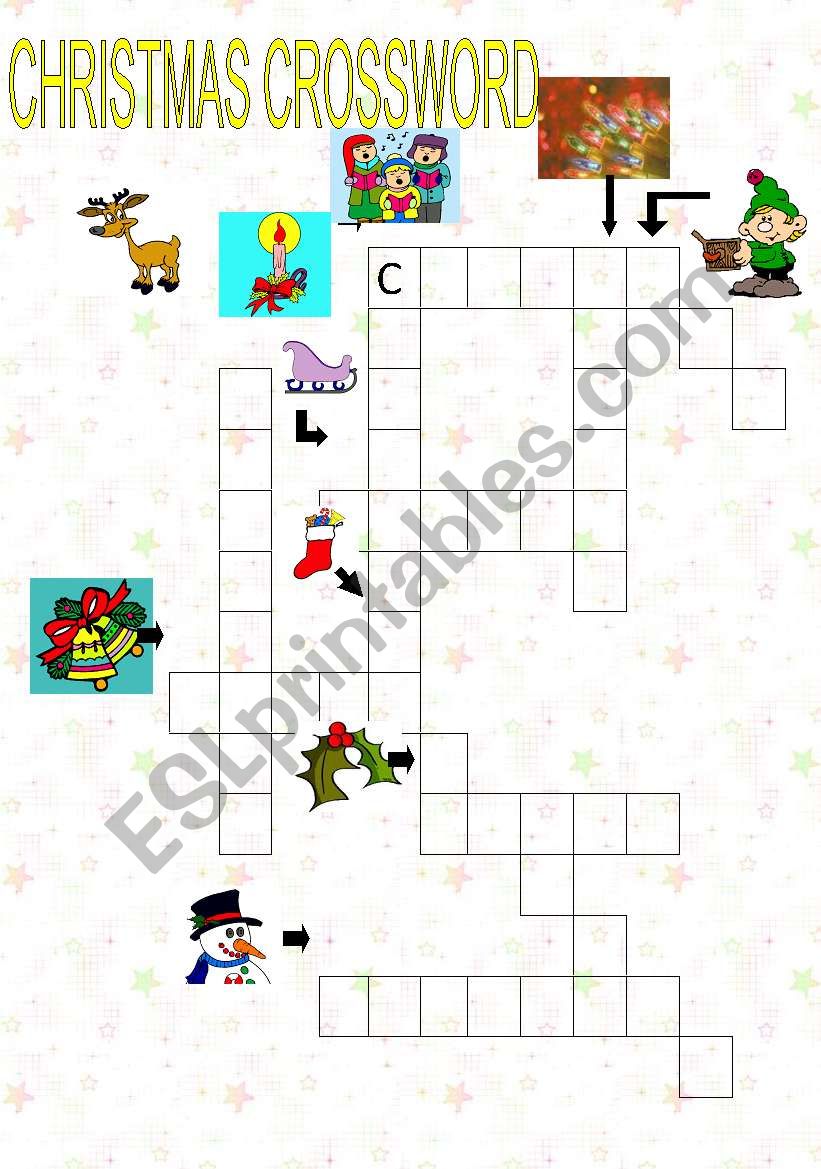 Christmas crossword worksheet