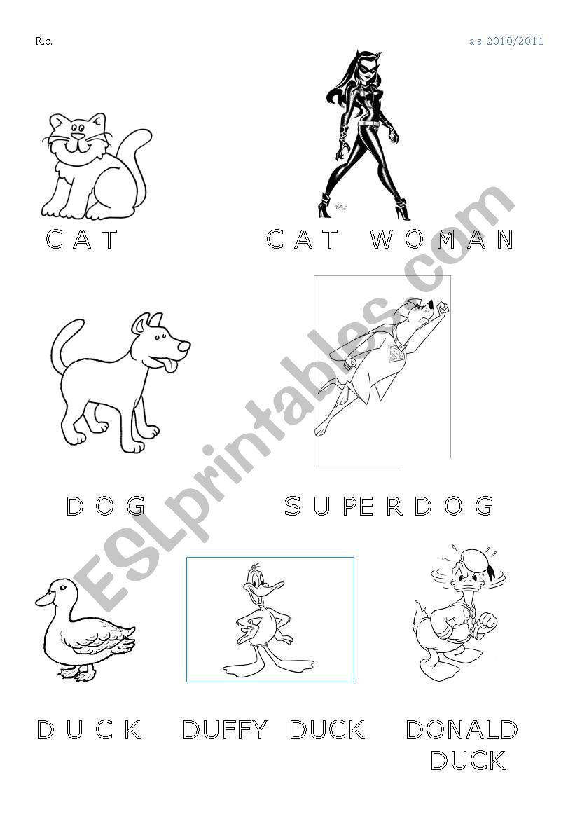 Animals and Cartoons worksheet