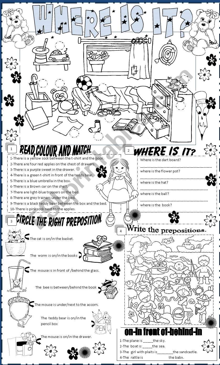 Prepositions of place worksheet