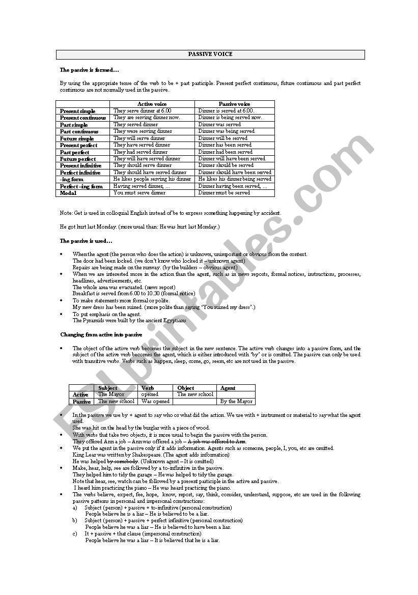 Passive voice worksheet