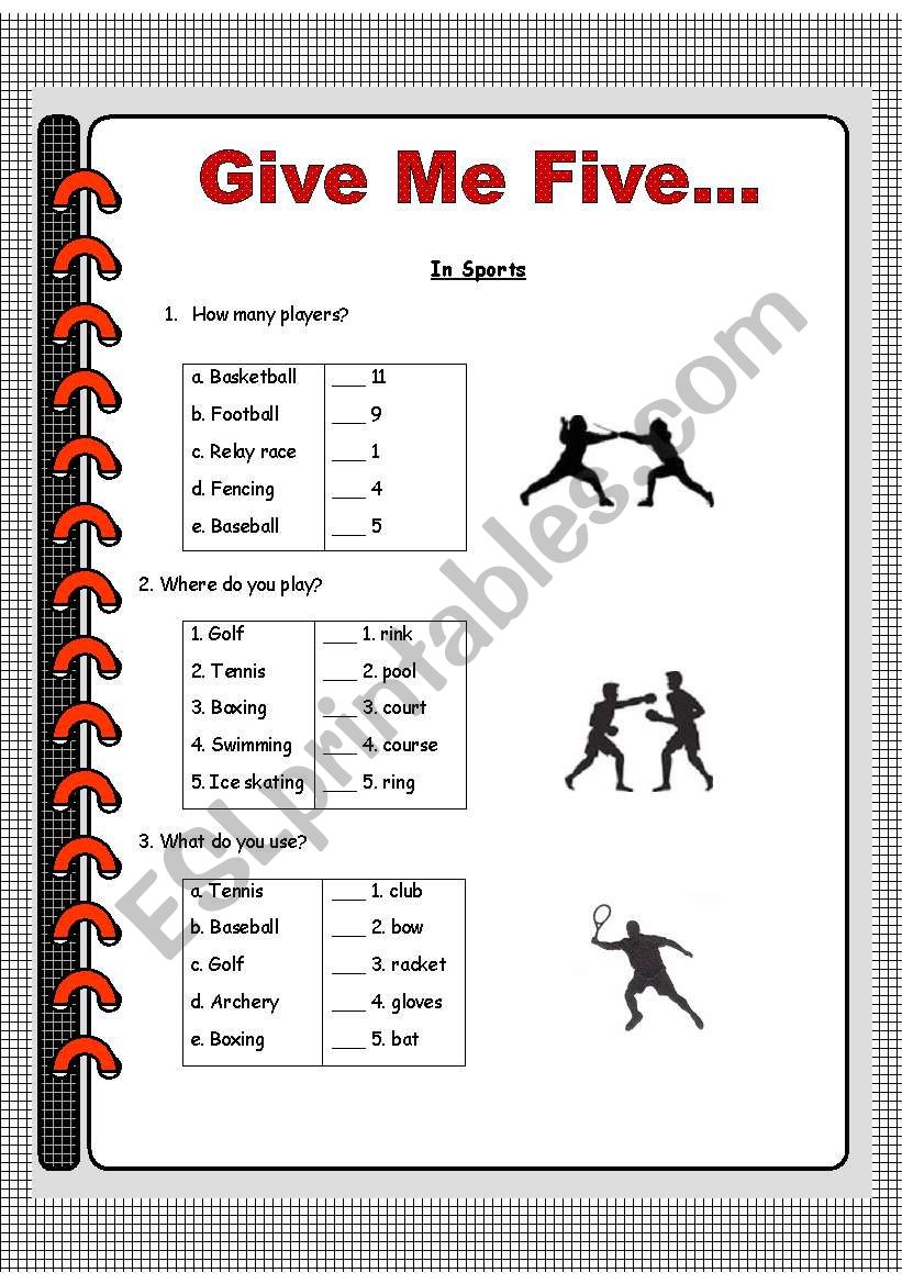 fivers worksheet