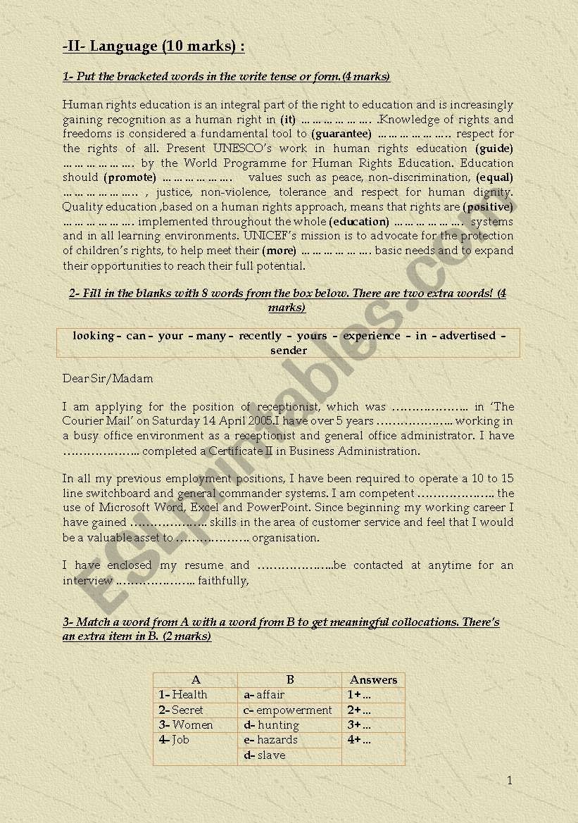 End-of-term Test nÂ°2 (2nd form) Part 2