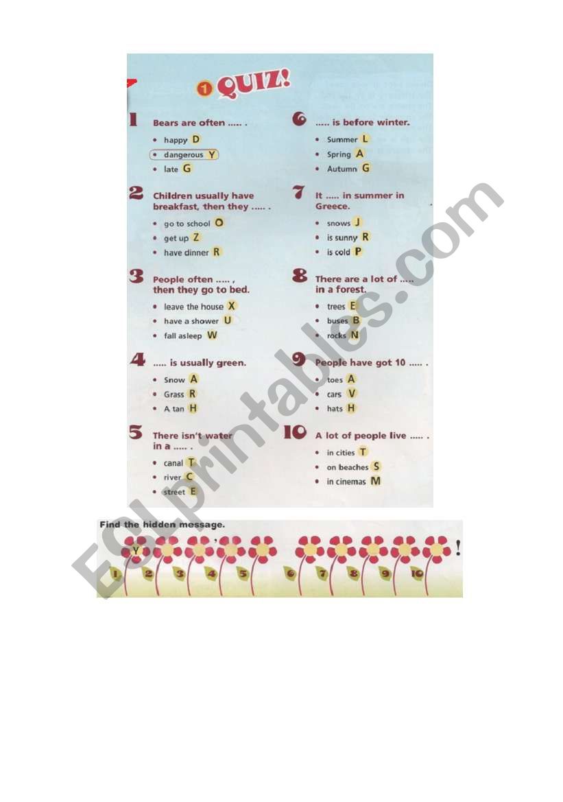 QUIZ worksheet