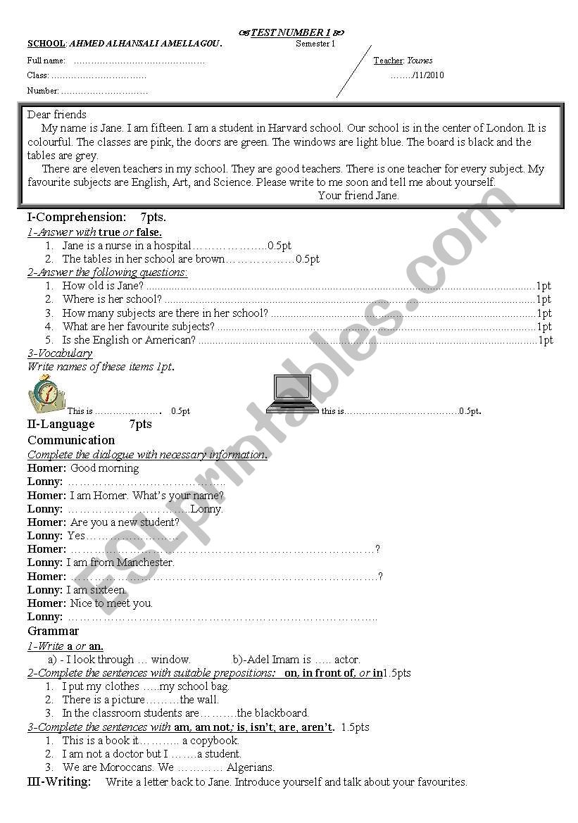 test worksheet test worksheet