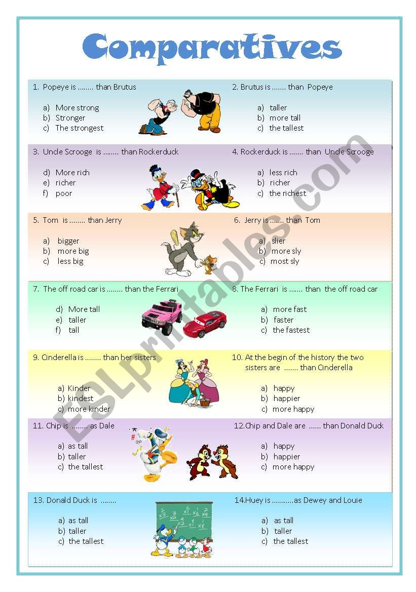 COMPARATIVES -two pages-  worksheet