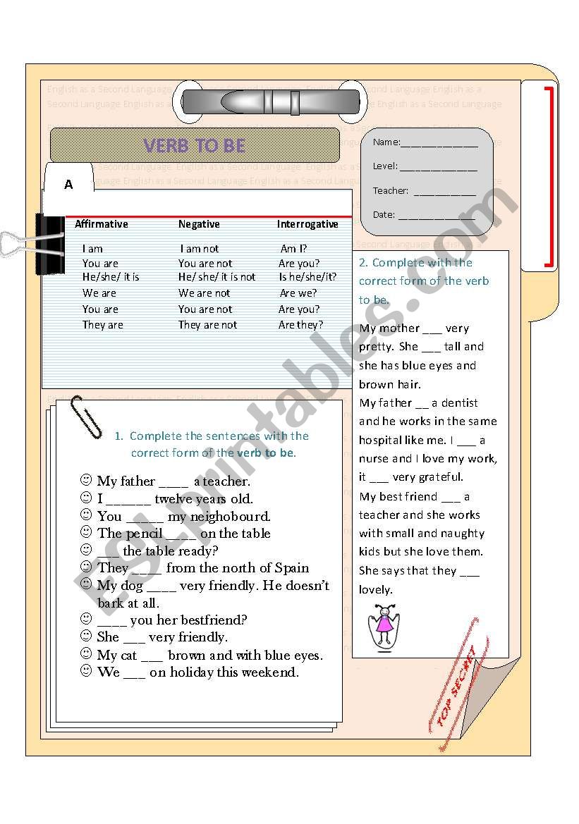 Verb to be exercises worksheet