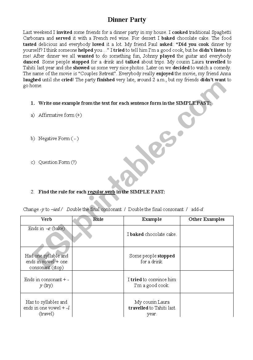 Simple past worksheet