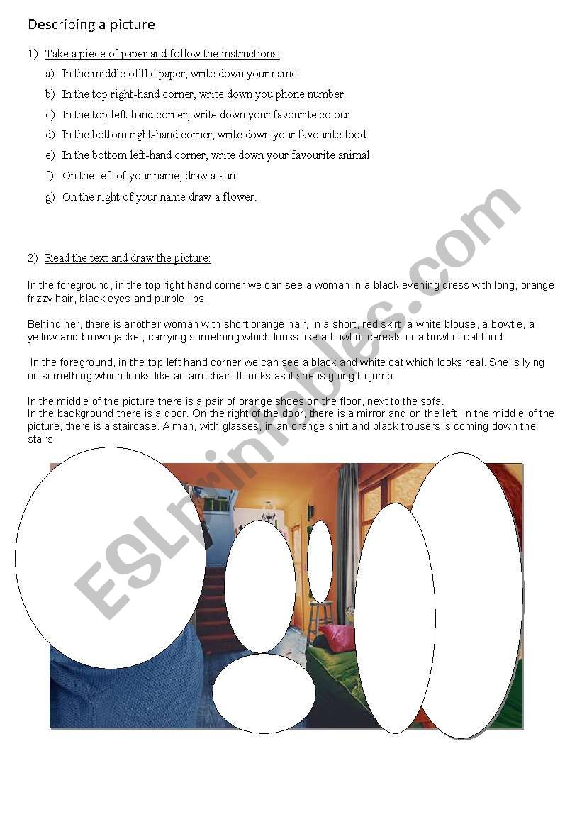How to describe a picture worksheet