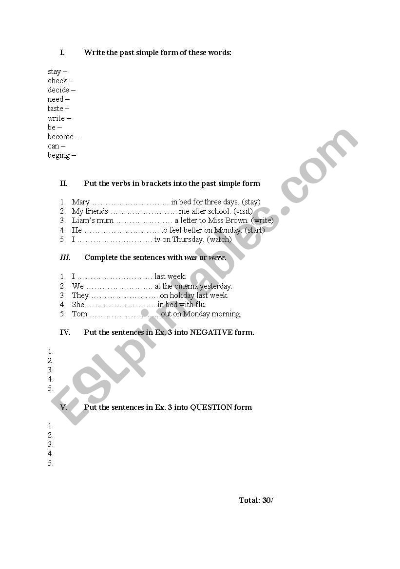 Past tense worksheet