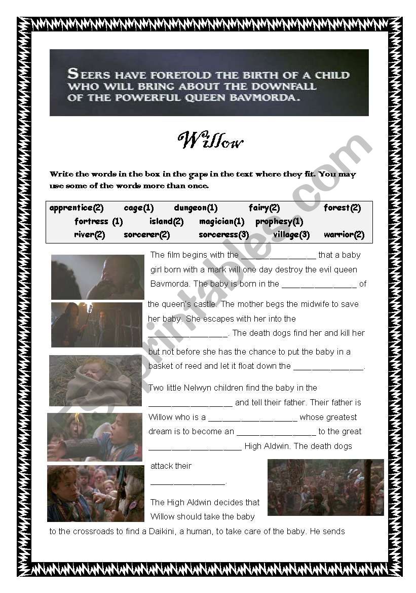 Willow Synopsis worksheet