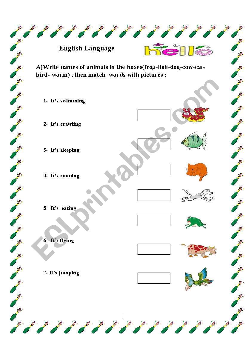 ANIMALS worksheet