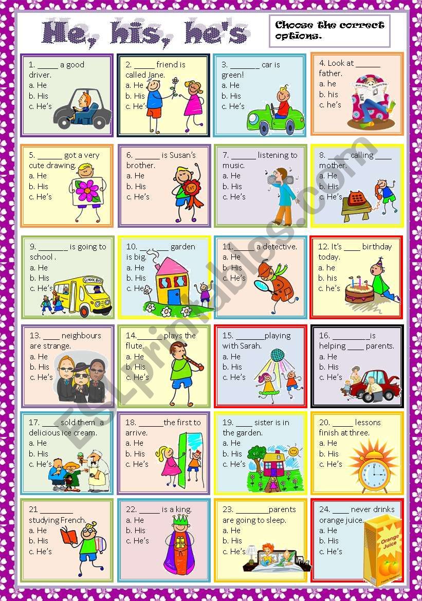 HE, HIS, HEÂ´S - MULTIPLE CHOICE