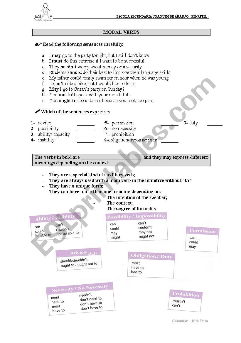 modal verbs worksheet