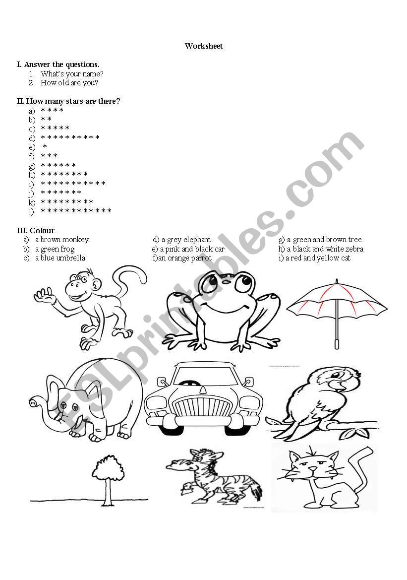 Revision colours and numbers worksheet